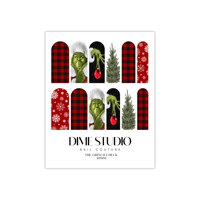 Image 2 of BUFFALO CHECK GRINCH CHRISTMAS NAIL DECALS 