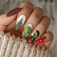 Image 1 of BUFFALO CHECK GRINCH CHRISTMAS NAIL DECALS 