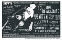 Image 1 of CHANNEL ST. SKATEPARK BENEFIT III @ Sacred Grounds, 7/5/03 → flyer/buttons