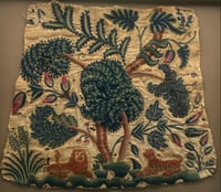 Image 2 of Early English Crewelwork ; Lion & Leopard Under The Tree of Life ; circa 1680 - 1700. 