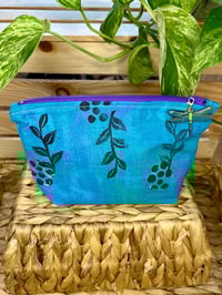 Block Printed Zipper Pouch with Dragon Fly Pull 