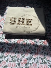 Image 1 of SHE -Proverbs 31” Cheetah Print Women’s Sweatshirt