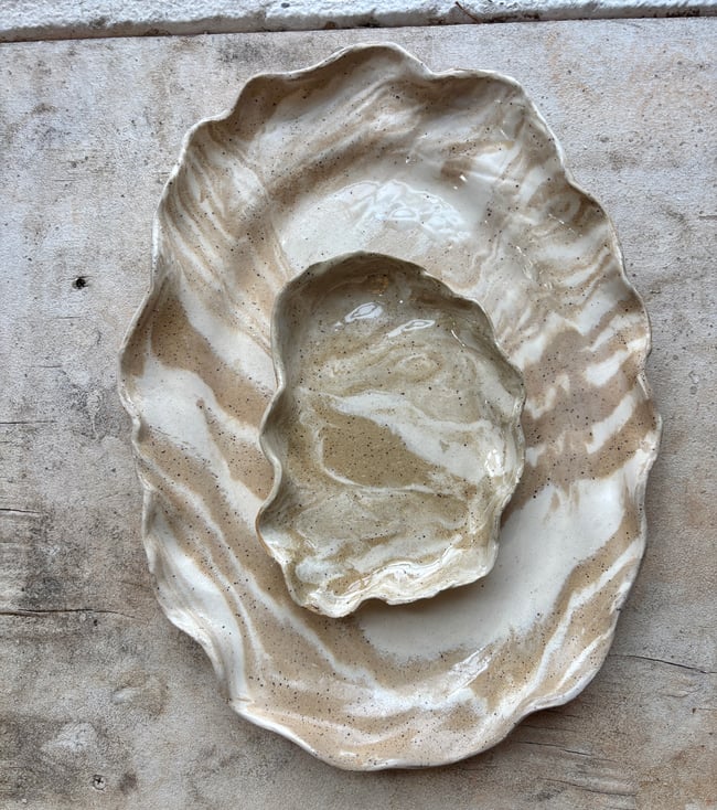 Marbled Sand Serving Platter set.