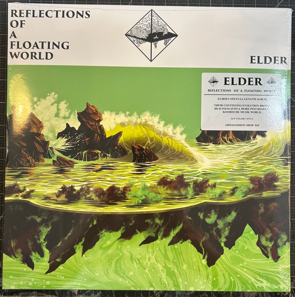 ELDER "Reflections Of A Floating World" 2LP 2025 REPRESS GREEN W/ CLEAR SPLATTER