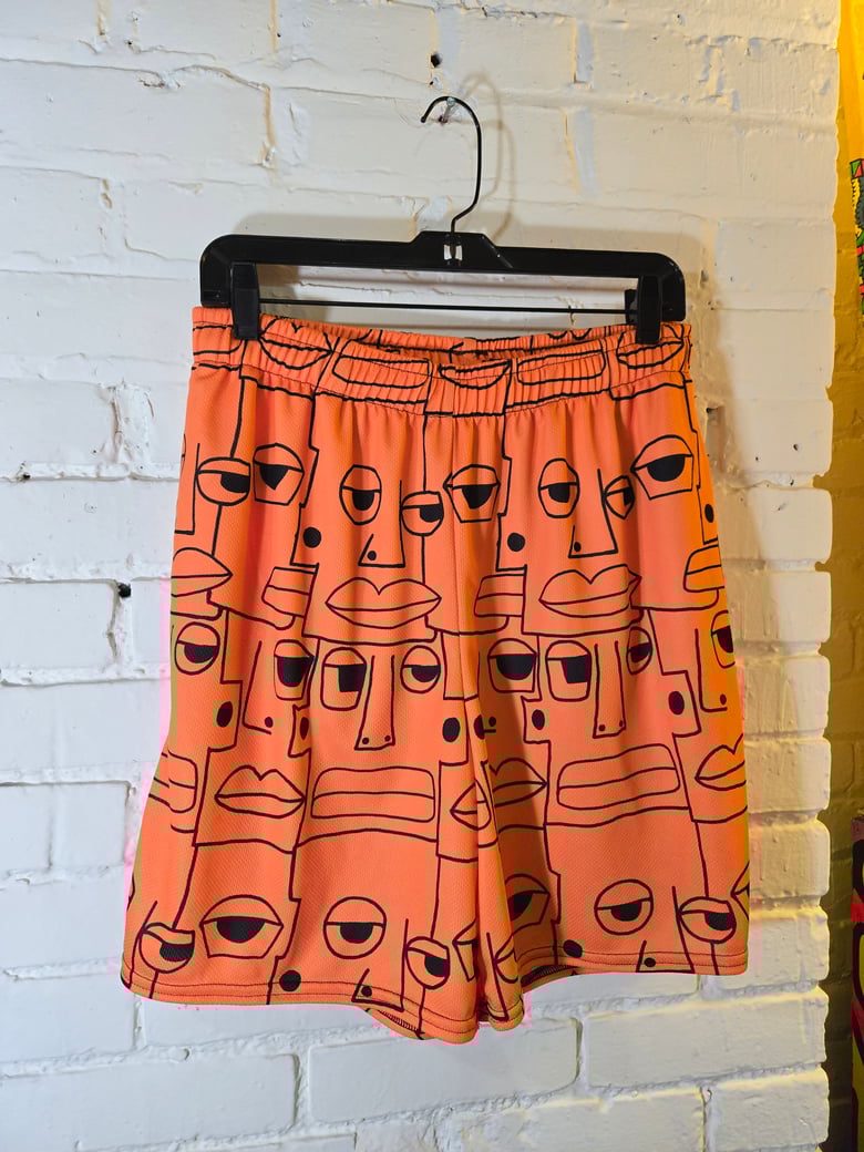 Image of Orange Chill Alien Faces Basketball Shorts