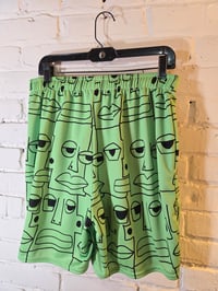 Image 2 of Green Chill Alien Faces Basketball Shorts