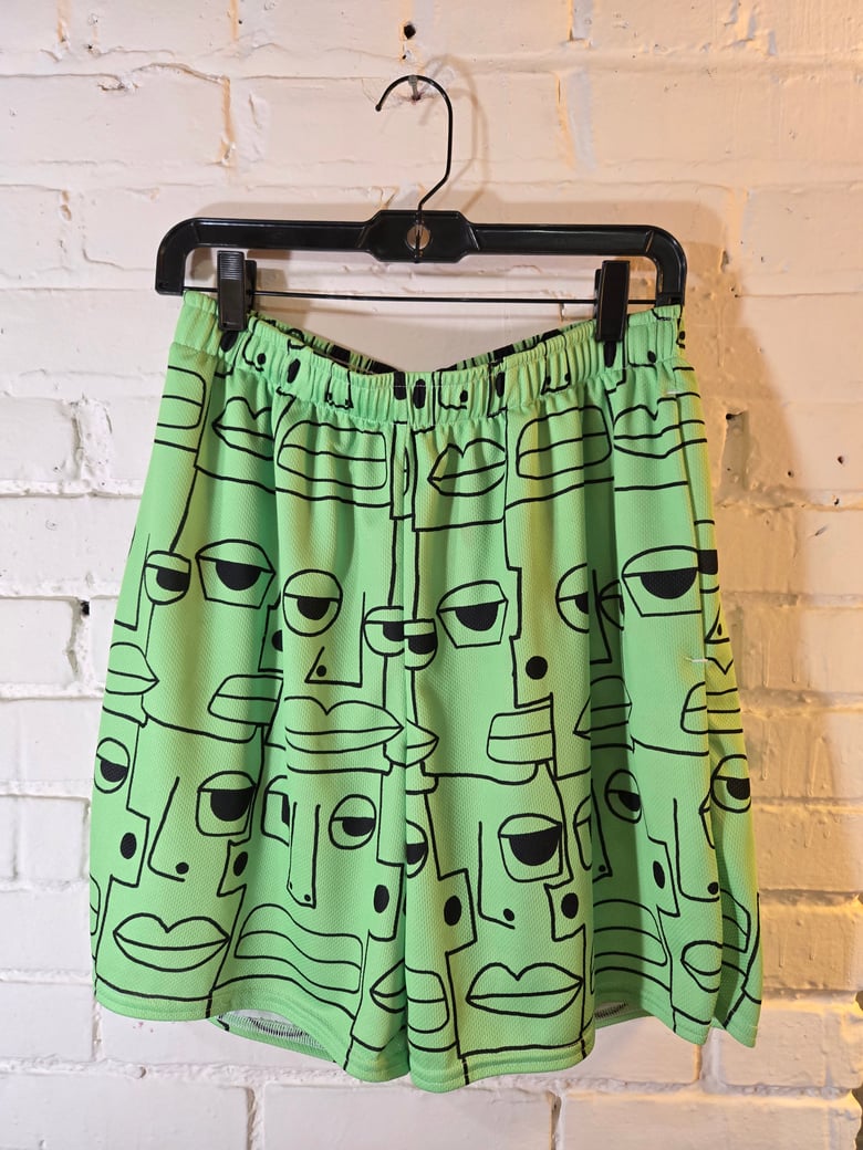 Image of Green Chill Alien Faces Basketball Shorts