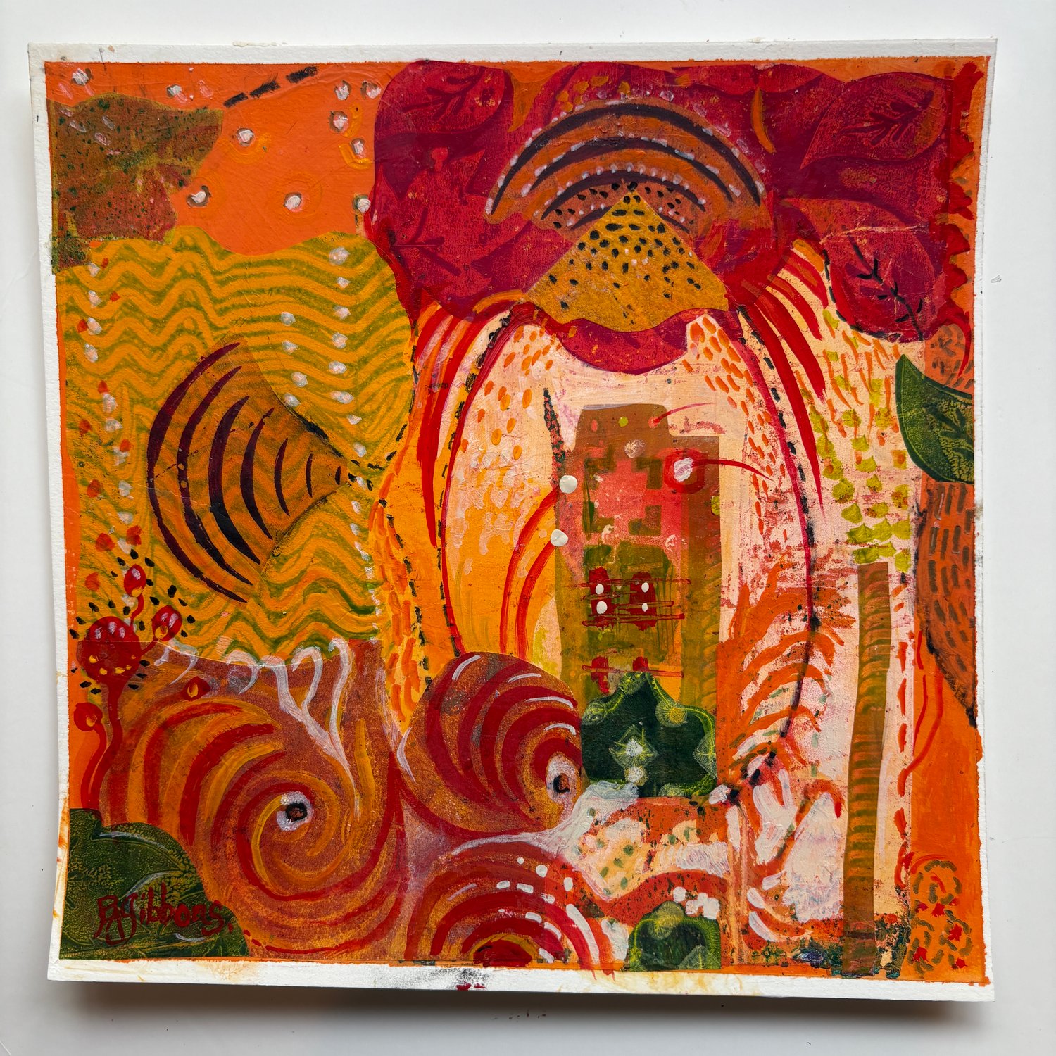 Image of Taking Back ORANGE Abstract Collage and Acrylic on Paper