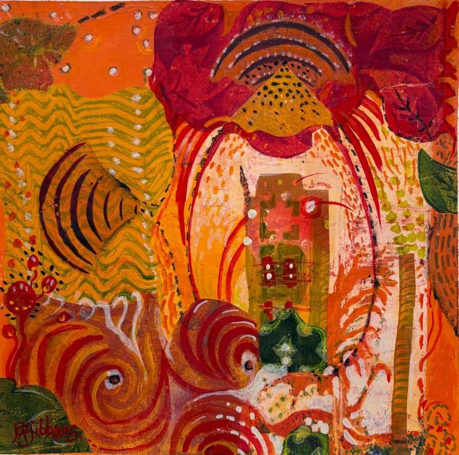 Image of Taking Back ORANGE Abstract Collage and Acrylic on Paper