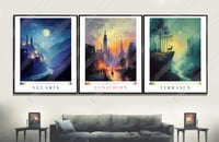 Image 1 of Fantasy Poster Set of 3 Sarah J Maas Inspired Wall Art Velaris Lunathion Terrasen Print ACOTAR Art