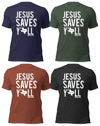 Jesus Saves Y'all Texas Canvas Bella Tee with white ink