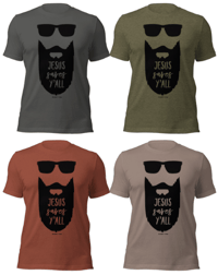 Image 1 of Jesus Saves Y'all Beared Canvas Bella tee - FREE SHIPPING!!