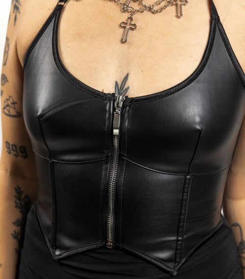 Image of Zipper Front Halter Corset