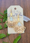 Golden Moth Raw Fluorite Crystal Earrings
