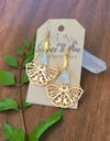 Golden Moth Raw Fluorite Crystal Earrings