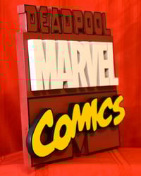 Image 3 of Deadpool Logo – Marvel Comics 3D Hand Crafted Wooden Wall Hanging Artwork.