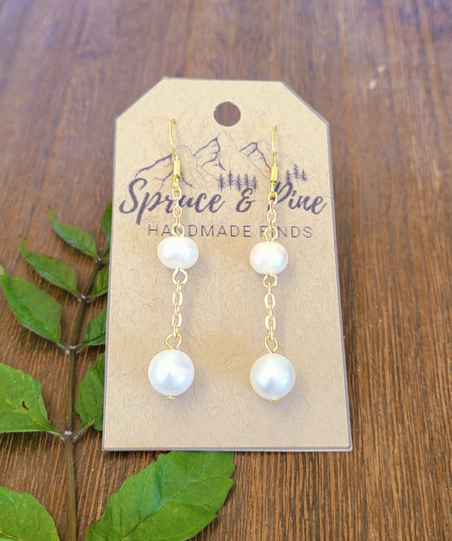 Genuine White Pearl Dangling Earrings