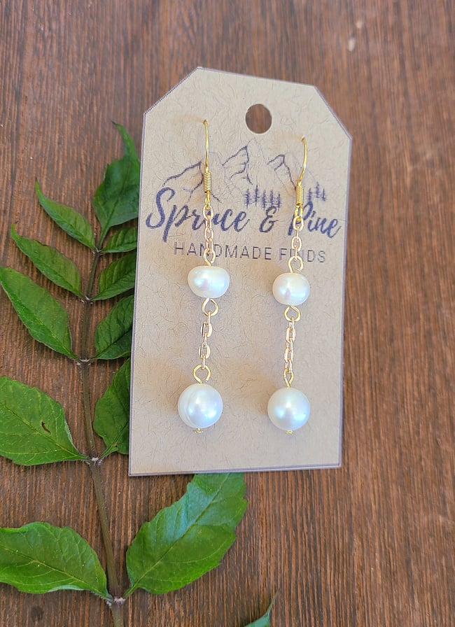 Genuine White Pearl Dangling Earrings