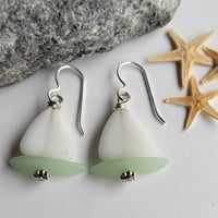 Image 1 of Sailing In To Summer Earrings (White Sail + Green Sailboat)