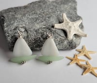 Image 8 of Sailing In To Summer Earrings (White Sail + Green Sailboat)