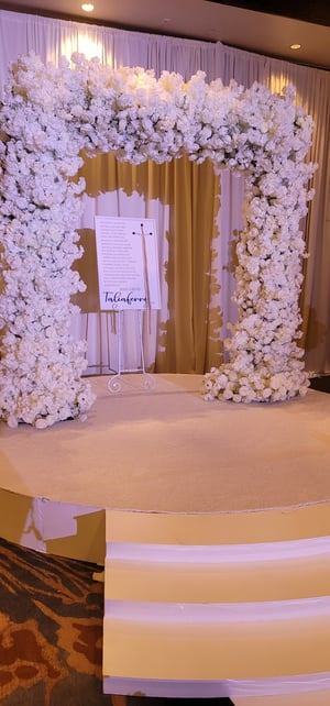 Image of White  Flower  square arch 8ft x 8ft  silk flower arch  