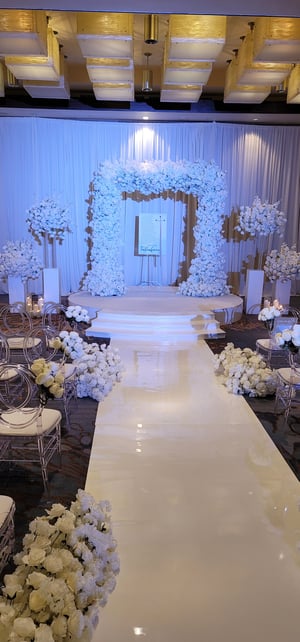 Image of White  Flower  square arch 8ft x 8ft  silk flower arch  