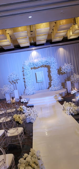 Image of White  Flower  square arch 8ft x 8ft  silk flower arch  