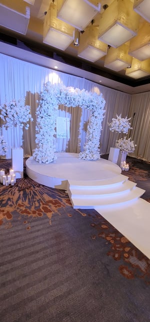 Image of White  Flower  square arch 8ft x 8ft  silk flower arch  