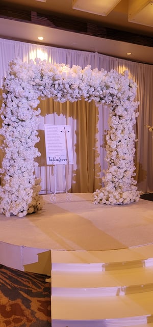 Image of White  Flower  square arch 8ft x 8ft  silk flower arch  
