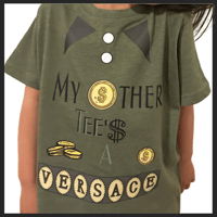 Image 4 of NEW!! Versace Tee - Kids Youth Girls and Boys Green and Gold Funny Fashion Rich Money T-shirt 