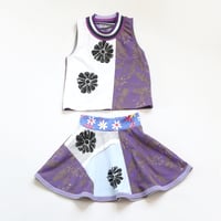Image 1 of petals floral 2/3 2 3T skirt set courtneycourtney purple pineapple matching tank sleeveless