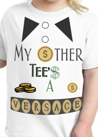 Image 5 of NEW!! Versace Tee - Kids Youth Girls and Boys Green and Gold Funny Fashion Rich Money T-shirt 