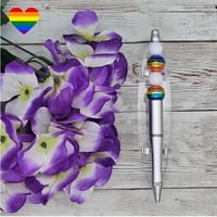 Image 3 of Silver Rainbow Beaded Pen 