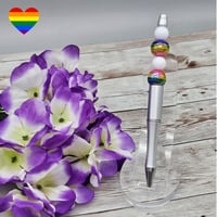 Image 1 of Silver Rainbow Beaded Pen 