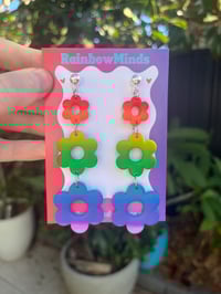 Triple rainbow bloom earrings 