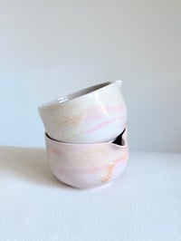 Image 5 of Cherry Blossom Matcha Bowl - White and Pink Marble Small