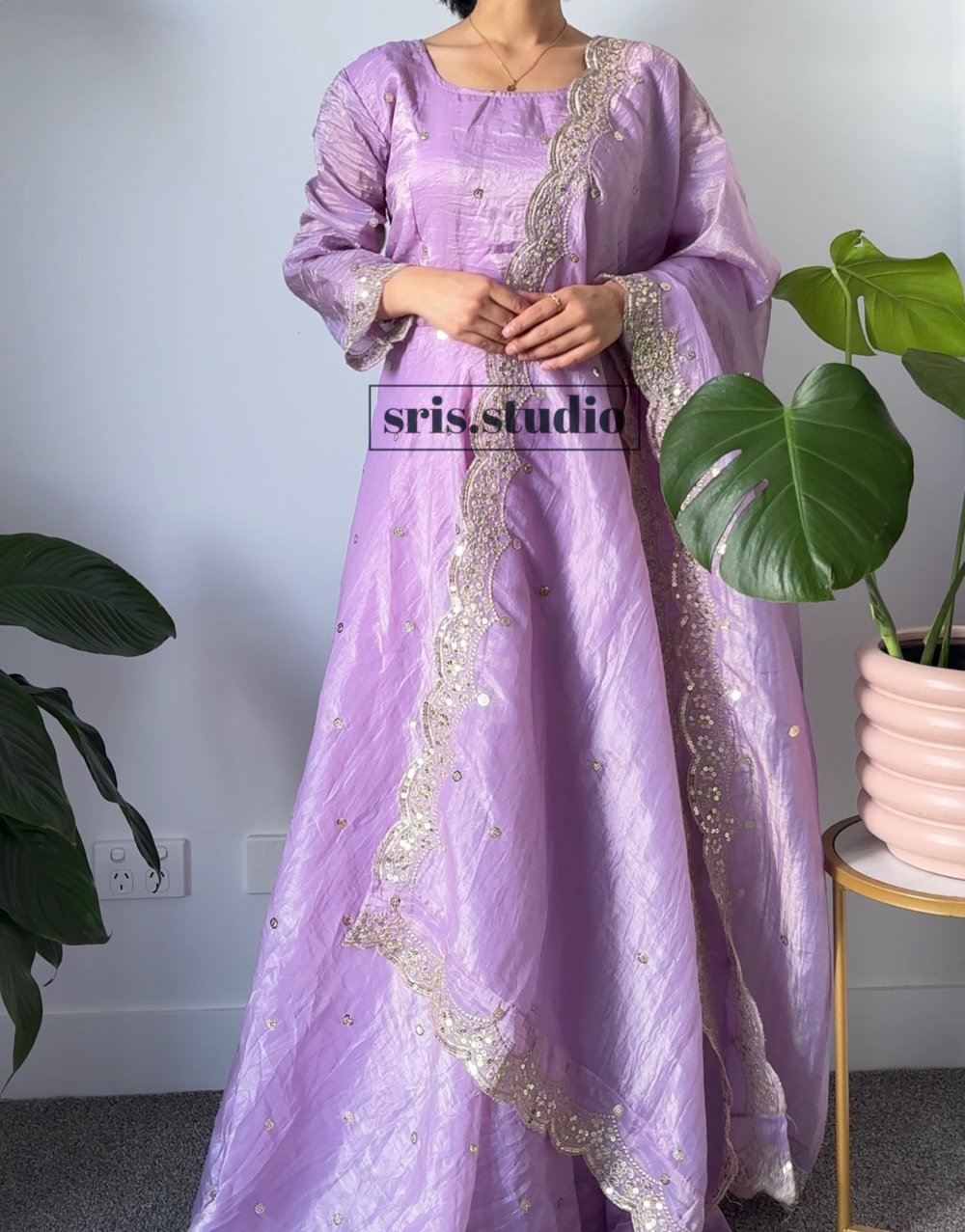 Image of Lilac three piece kurtha set