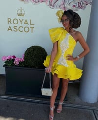 Yellow one sleeve ruffle dress 