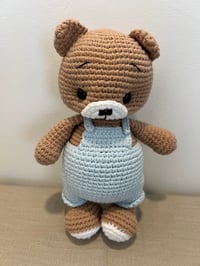 Image 1 of 🐻 Benny – A Soft Little Bear in Blue Overalls