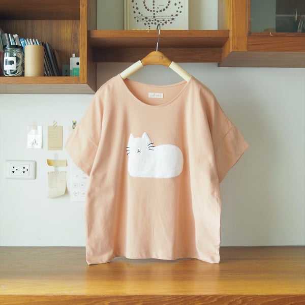 Image of Camiseta gato peluche naranja pastel