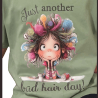 Image 3 of  Bad Hair Day Tee - Kids Youth Teen Girls Green and Blue Funny Wild Hairstyle T-shirt