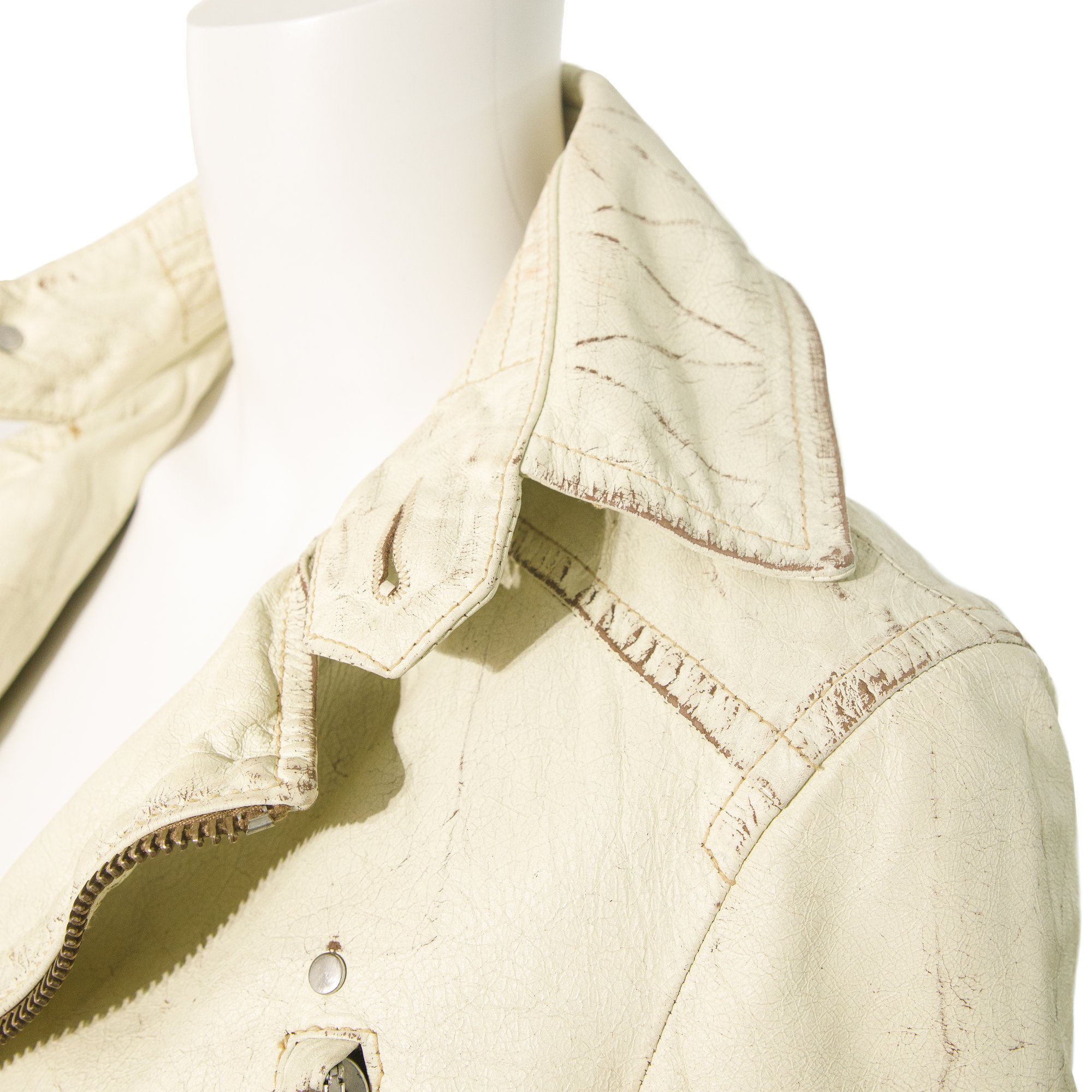 Image of Dsquared2 2004 Runway White Leather Biker Jacket
