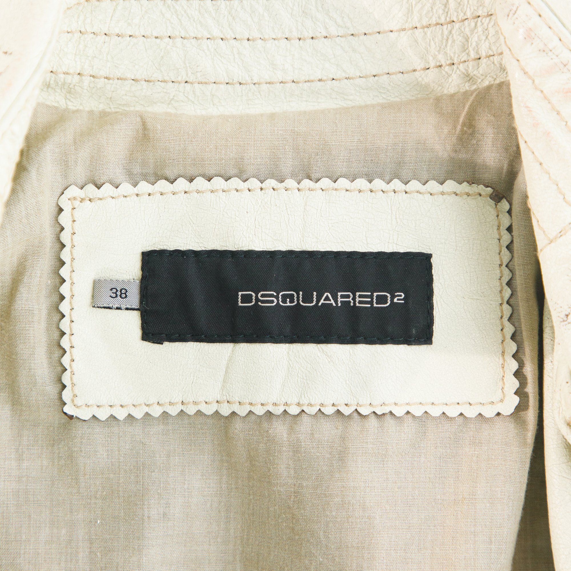 Image of Dsquared2 2004 Runway White Leather Biker Jacket
