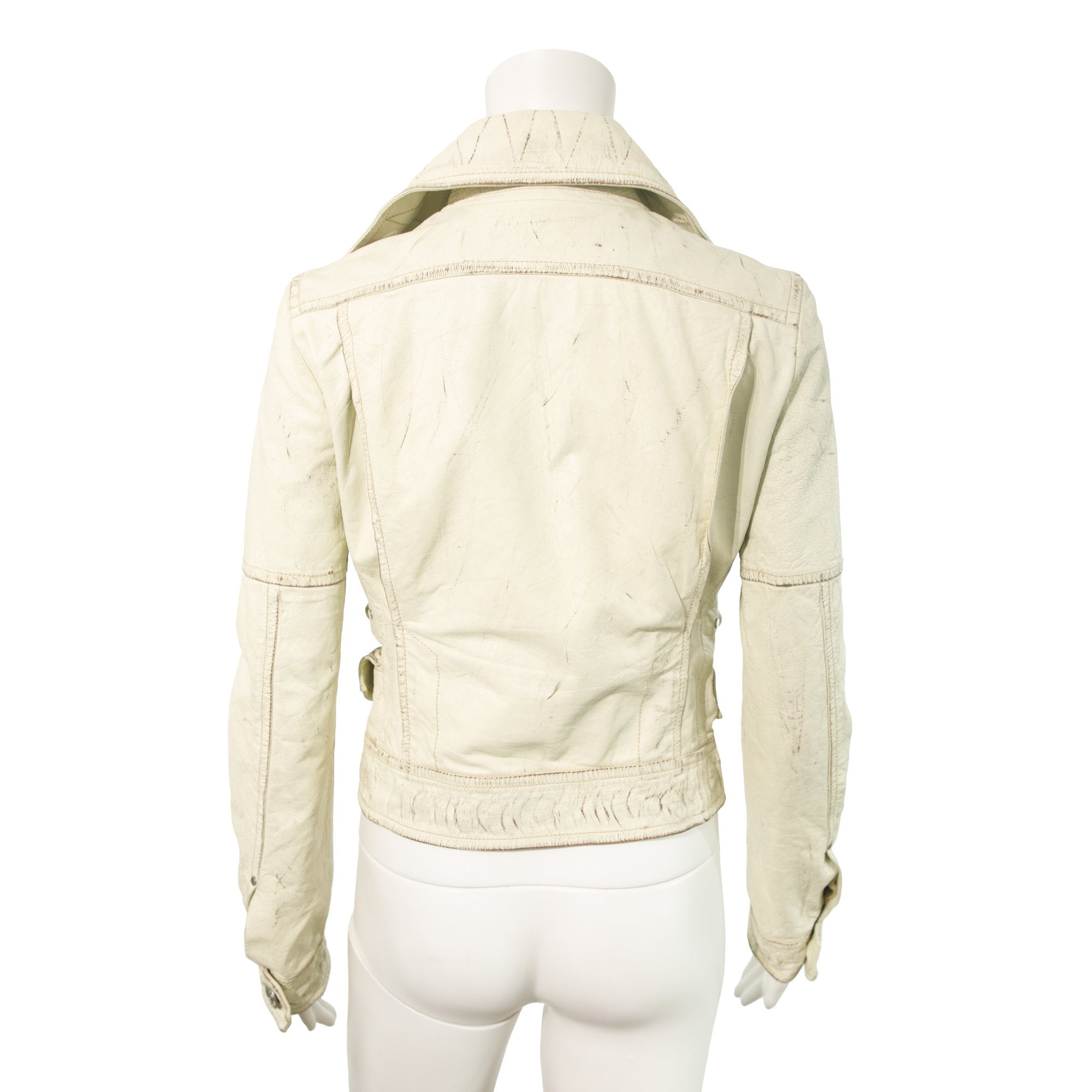 Image of Dsquared2 2004 Runway White Leather Biker Jacket