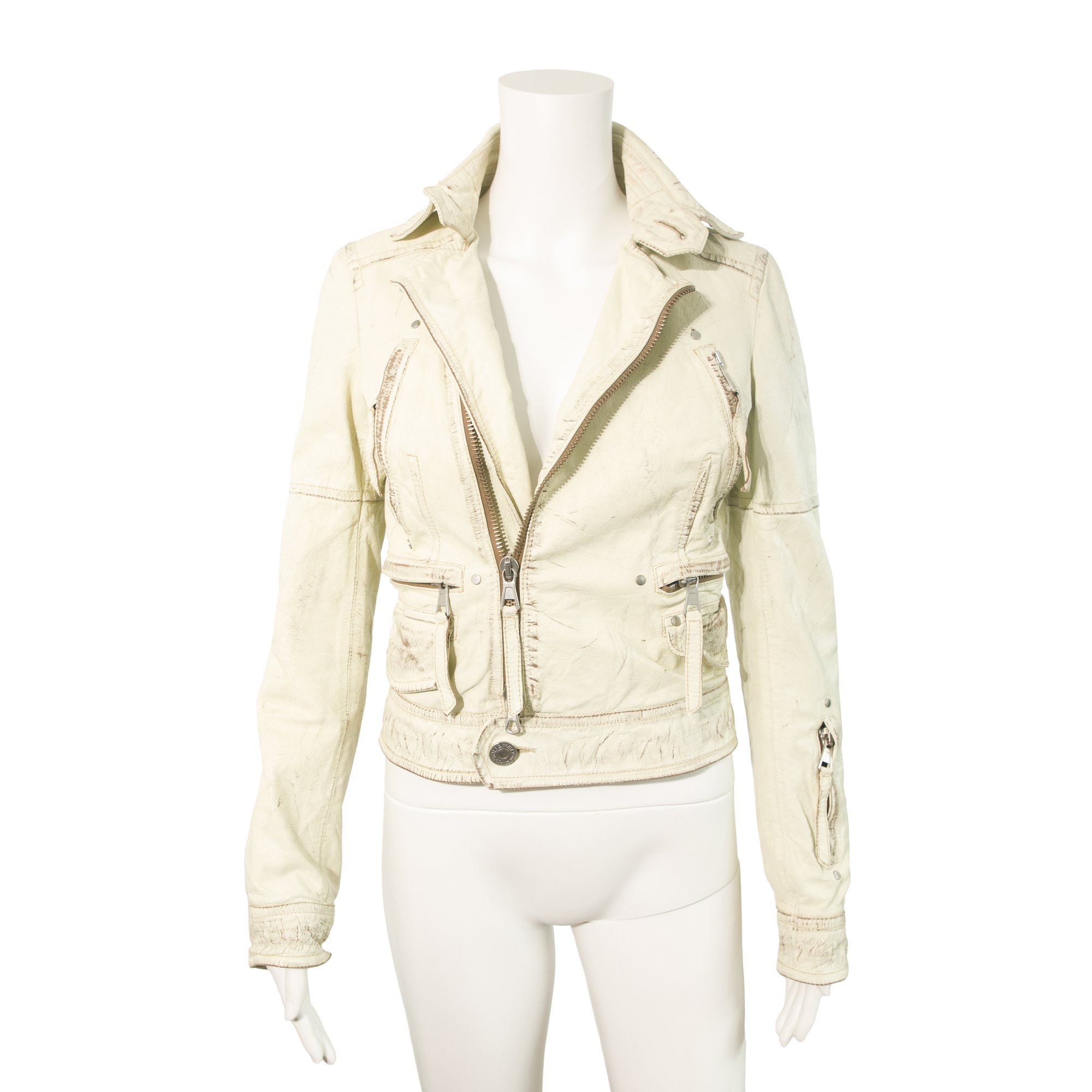 Image of Dsquared2 2004 Runway White Leather Biker Jacket