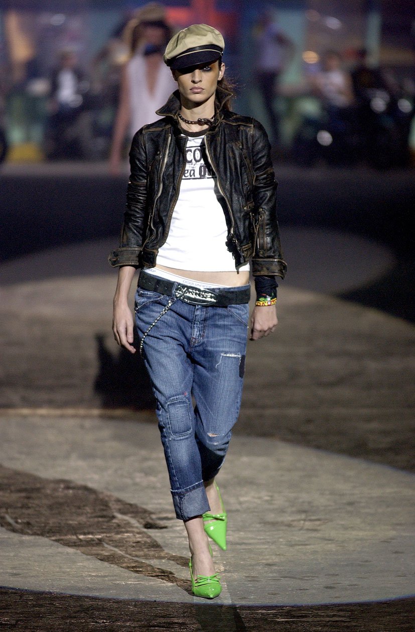 Image of Dsquared2 2004 Runway White Leather Biker Jacket