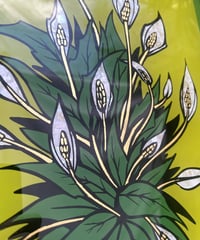 Image 5 of Peace Lillies - Reverse Gold Gilded Glass in painted frame