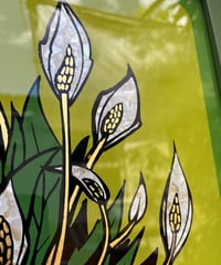 Image 6 of Peace Lillies - Reverse Gold Gilded Glass in painted frame