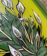 Image 3 of Peace Lillies - Reverse Gold Gilded Glass in painted frame