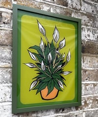 Image 4 of Peace Lillies - Reverse Gold Gilded Glass in painted frame